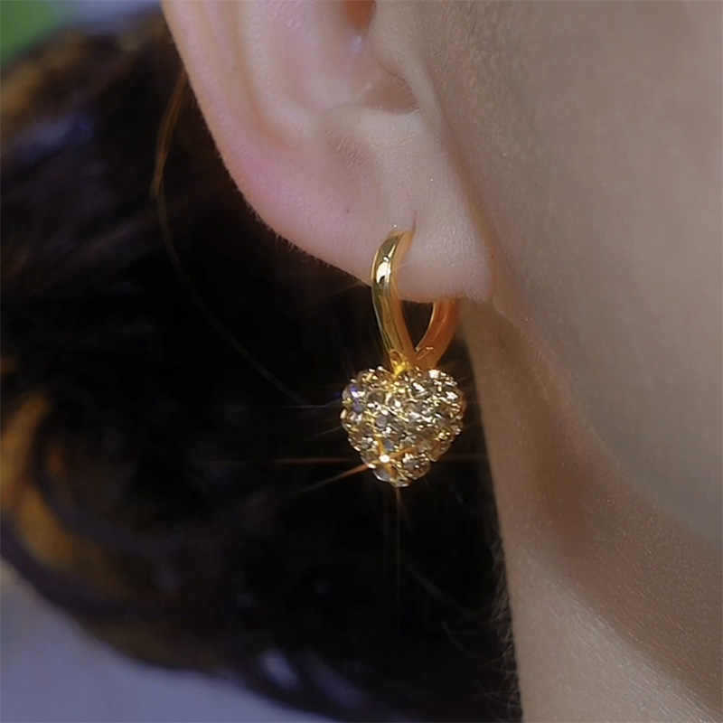 MJ05930-gold heart earing