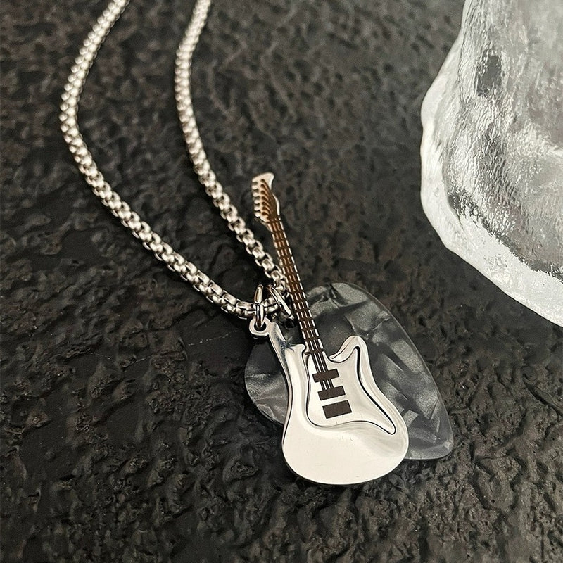 MJ05941 Couple rock guitar necklace