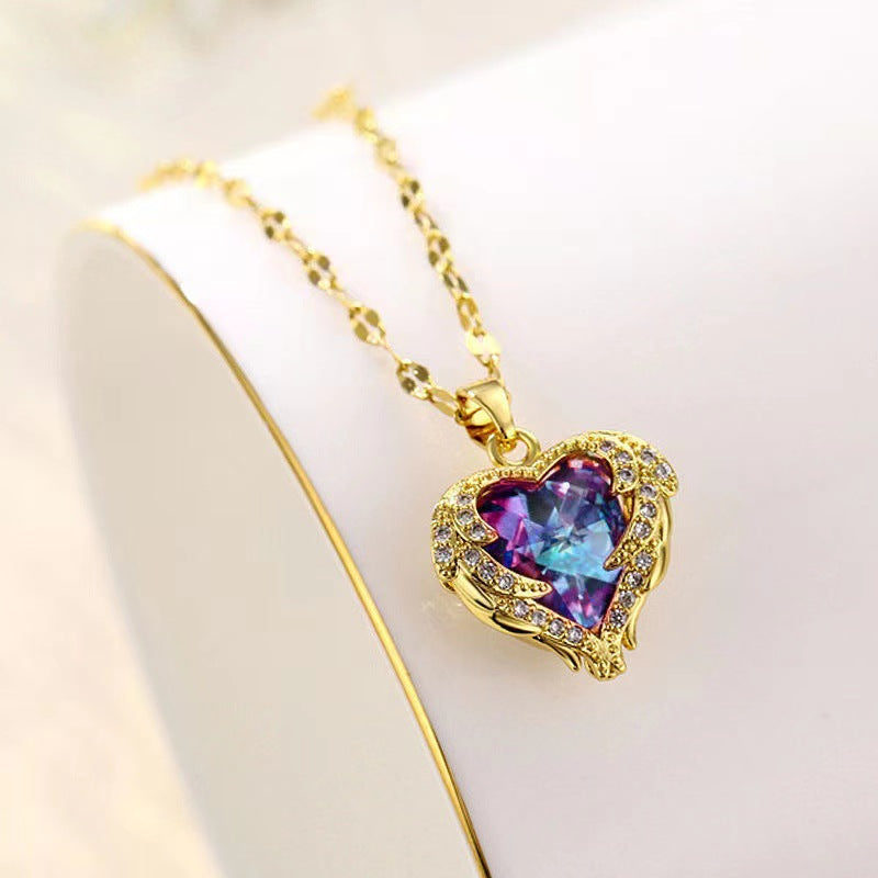 MJ05455 Love Pendant Purple Necklace