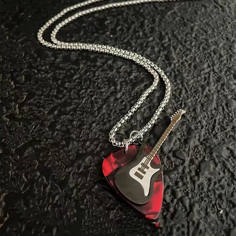 MJ05941 Couple rock guitar necklace