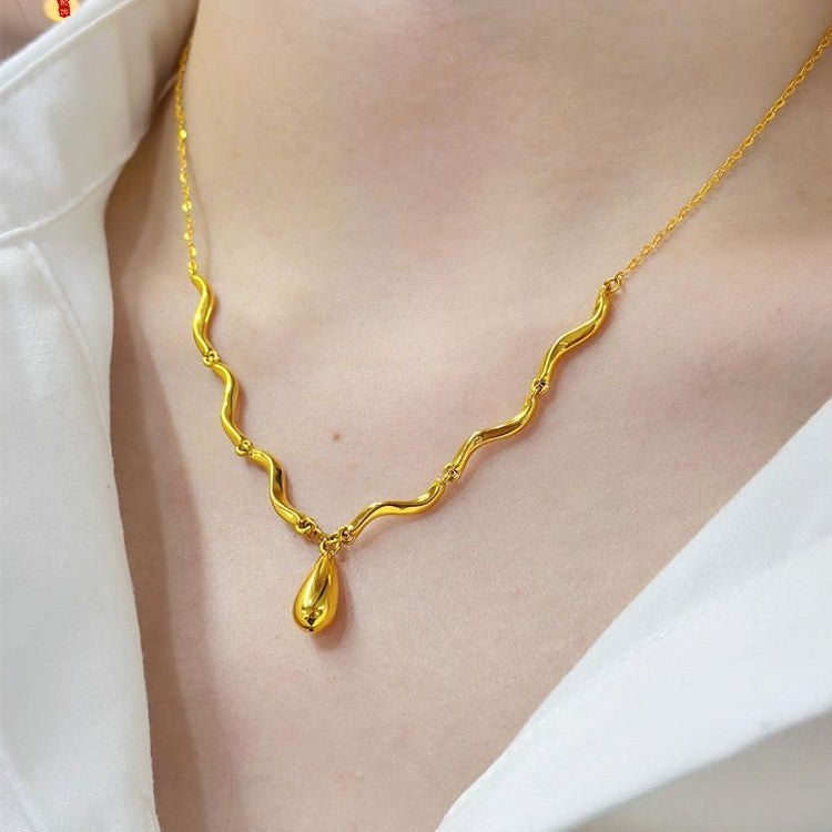 MJ05895 Water Drop Gold Necklace