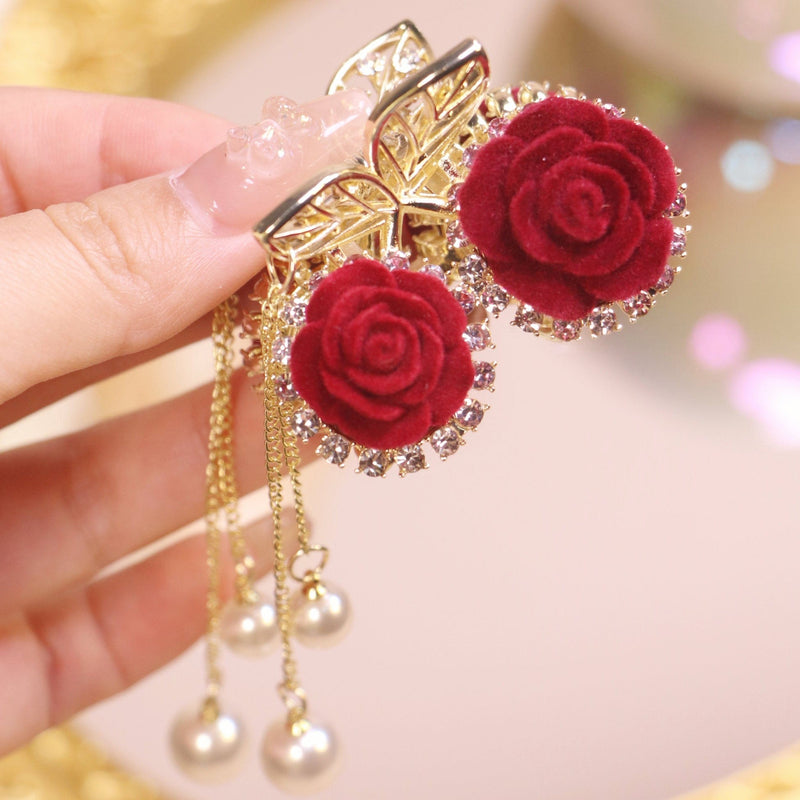 MJ01744 Velvet Rose Hair clip